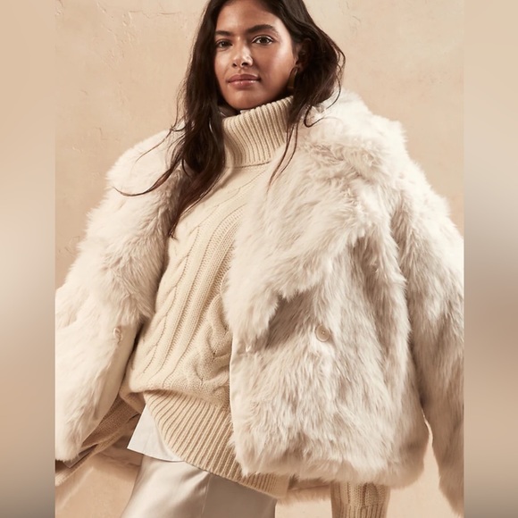 reversible faux fur down jacket banana republic